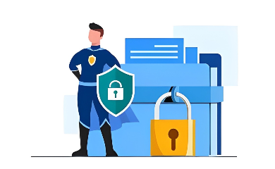 Illustration of a lock and shield symbolizing website security and protection against cyber threats.